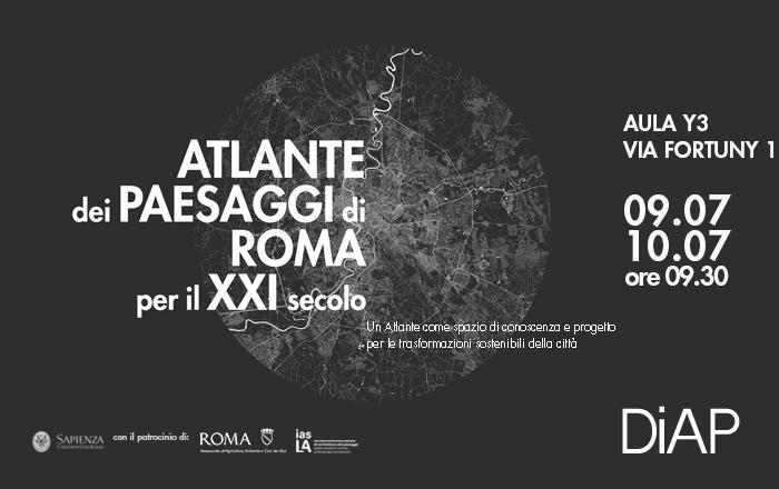 testo del titolo convegno con sfondo planimetria della città di Roma